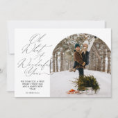 Jaar in Review Script Typografie Foto Kerst Feestdagenkaart (Voorkant)