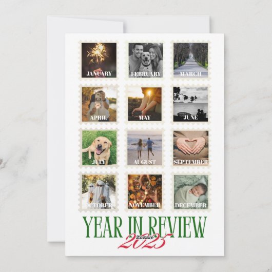 Jaar in Review Stamp Christmas Kaart (Achterkant)