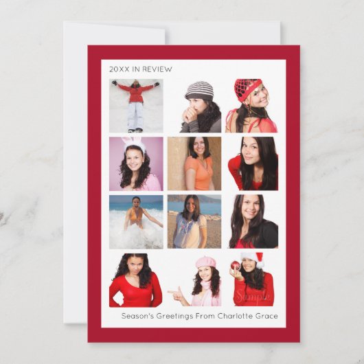 Jaar in Review Twaalf op persoonlijke kerstmis Feestdagenkaart (Voorkant)