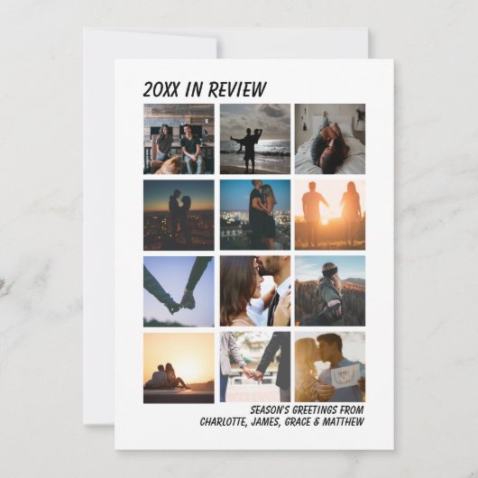 Jaar in Review Twaalf op persoonlijke kerstmis Feestdagenkaart (Voorkant)