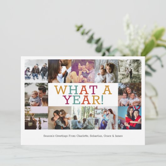 Jaar in Review Twaalf op persoonlijke kerstmis Feestdagenkaart (Staand voorkant)