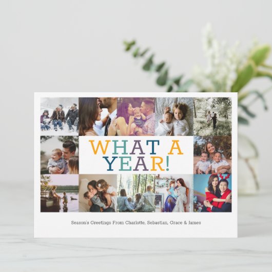 Jaar in Review Twaalf op persoonlijke kerstmis Feestdagenkaart (Staand voorkant)