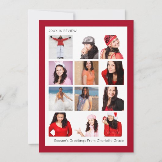 Jaar in Review Twaalf op persoonlijke kerstmis Feestdagenkaart (Voorkant)