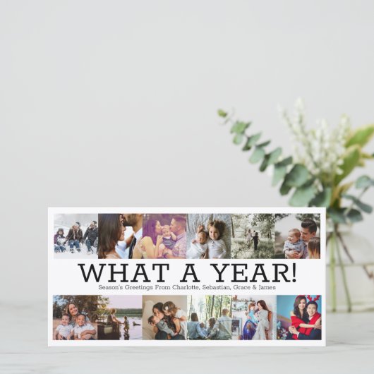 Jaar in Review Twaalf op persoonlijke kerstmis Feestdagenkaart (Staand voorkant)