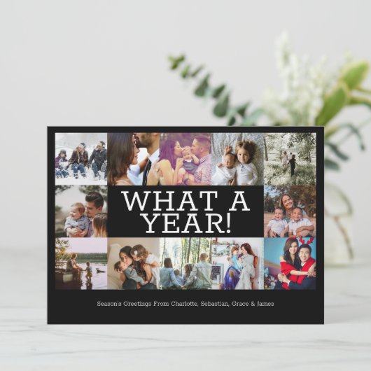 Jaar in Review Twaalf op persoonlijke kerstmis Feestdagenkaart (Staand voorkant)