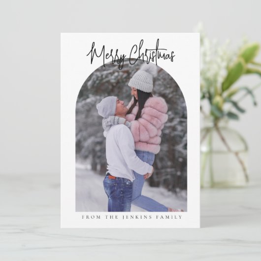 Jaar in Review Vakantie Fotoboog Uitnodiging (Staand voorkant)