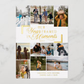 Jaar ingelijst in Momenten Familiefoto's Kerstmis Folie Feestdagenkaart (Voorkant)