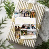 Jaar ingelijst in Momenten Familiefoto's Kerstmis Folie Feestdagenkaart