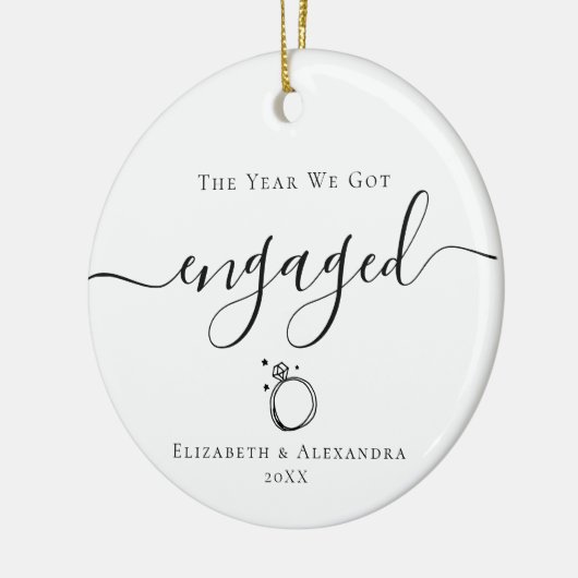 Jaar kregen we verloofde paar namen jaar foto keramisch ornament (Links)