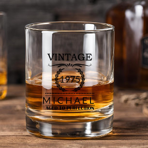 Jaar Mijlpaal Naam Monogram Verjaardag Whisky Glas