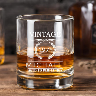 Jaar Mijlpaal Naam Monogram Verjaardag Whisky Glas