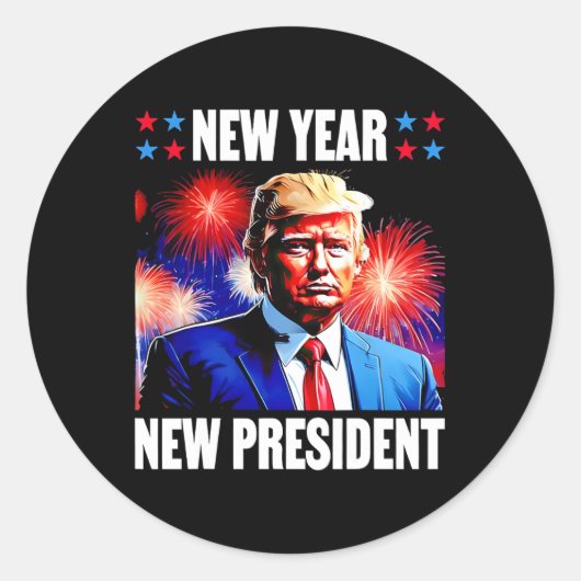 Jaar Nieuw President Trump 2024 Ronde Sticker (Voorkant)