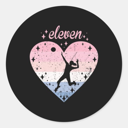 Jaar oud Cute Volleyball Birthday Girl de Dag Ronde Sticker (Voorkant)