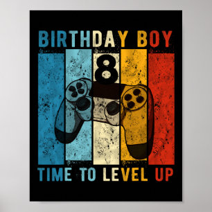 Jaar Oud Verjaardag Jongen 8 Tijd tot Niveau Omhoo Poster