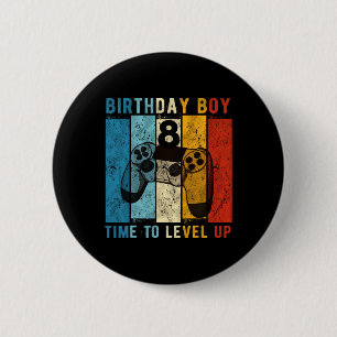 Jaar Oud Verjaardag Jongen 8 Tijd tot Niveau Omhoo Ronde Button 5,7 Cm