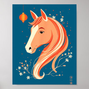 Jaar Paard 2026 Chinees Nieuw Illustratie Poster
