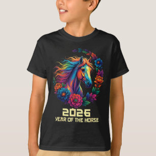 Jaar Paard 2026 Gelukkig Chinees Kunstwerk T-shirt