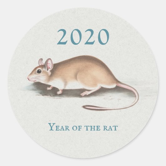 Jaar Rat 2020 Chinees Nieuwjaar Muis Blauw Ronde Sticker (Voorkant)