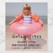 Jaar Retro Foto Snapshot Verjaardagsfeest Wijn Etiket (Enkel label)