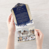 Jaar review goud navy Merry Christmas 6 foto's All In One Uitnodiging (Afscheurbaar)