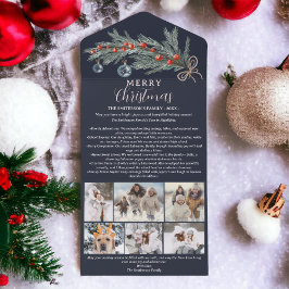 Jaar review pijnboomrood Vrolijk kerstfeest 6 foto All In One Uitnodiging