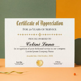 Jaar Service Certificaat - Professioneel Goud