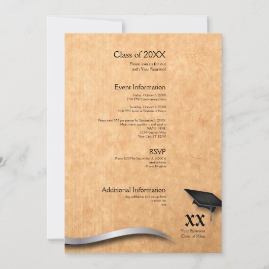 jaar Silver Class Reunion Kaart (Achterkant)