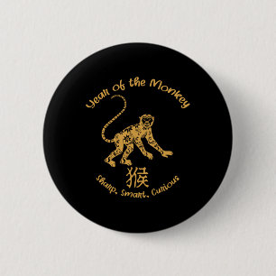 Jaar van aap eigenschappen Chinese Zodiak Chinees Ronde Button 5,7 Cm