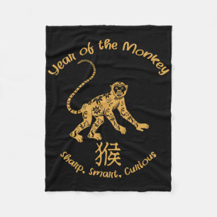 Jaar van Aap Kenmerken Chinese Zodiak Chinees Nieu Fleece Deken