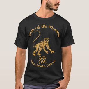 Jaar van Aap Kenmerken Chinese Zodiak Chinees Nieu T-shirt