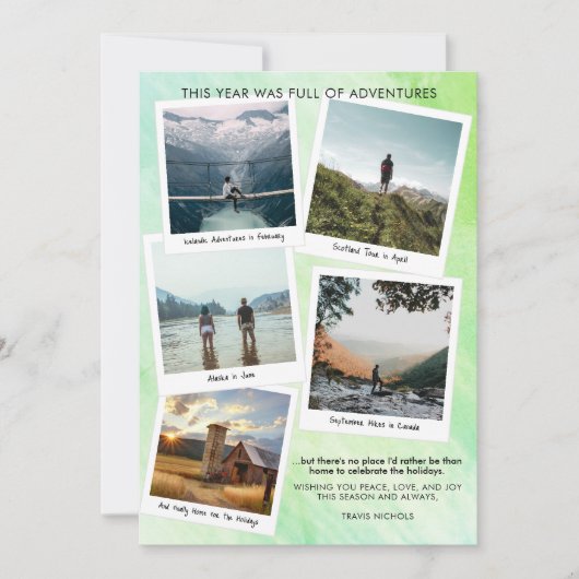 Jaar van Avontuur Reizen Fotocollage Feestdagenkaart (Voorkant)