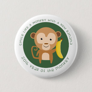 Jaar van de aap 2016 ronde button 5,7 cm