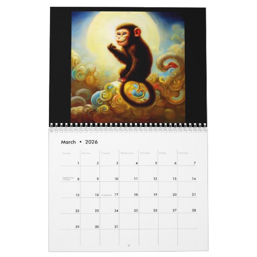 Jaar van de aap kalender (Mar 2026)