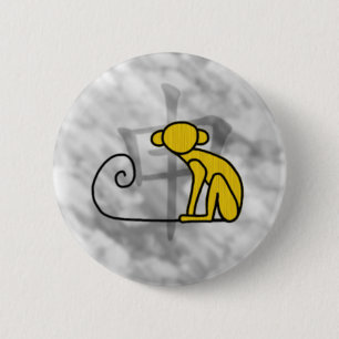 Jaar van de aap ronde button 5,7 cm