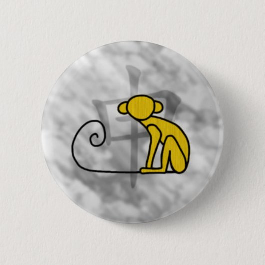 Jaar van de aap ronde button 5,7 cm (Voorkant)