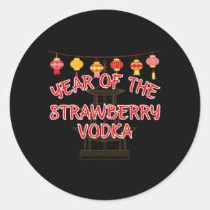 Jaar van de aardbeienwodka - Grappig Chinees Nieuw Ronde Sticker