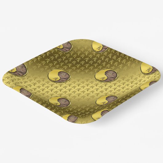 Jaar van de Aarde Draak Papieren Bordje (Gebogen)