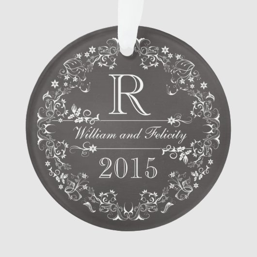 jaar van de bruiloft van het Monogram Chalkboard  Ornament (voorkant)