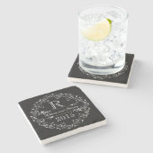 jaar van de bruiloft van het Monogram Chalkboard Stenen Onderzetter (Zijkant)