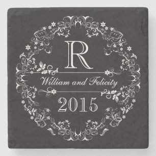  jaar van de bruiloft van het Monogram Chalkboard  Stenen Onderzetter