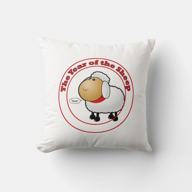 Jaar van de Cartoon schapen Kussen (Voorkant)