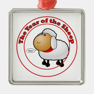Jaar van de Cartoon schapen Metalen Ornament