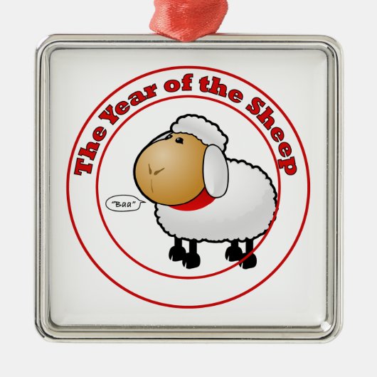 Jaar van de Cartoon schapen Metalen Ornament (Voorkant)