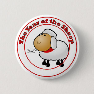 Jaar van de Cartoon schapen Ronde Button 5,7 Cm