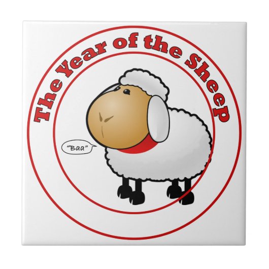 Jaar van de Cartoon schapen Tegeltje (Voorkant)