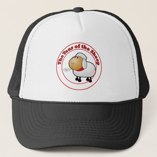 Jaar van de Cartoon schapen Trucker Pet (Voorkant)