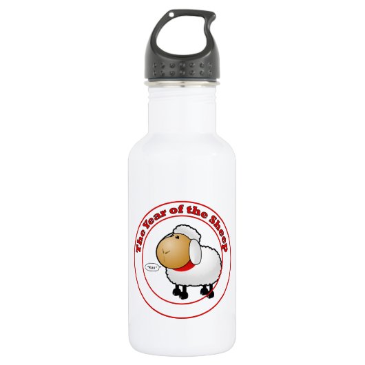 Jaar van de Cartoon schapen Waterfles (Voorkant)