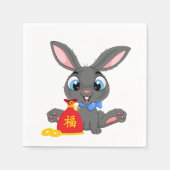 Jaar van de Cartoon van Konijn Red Sack Napkins Servet (Voorkant)