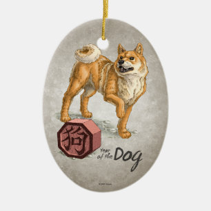 Jaar van de Chinese Zodiac Art van Dog Keramisch Ornament