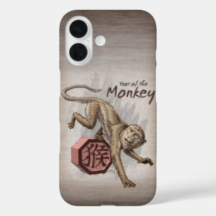 Jaar van de Chinese Zodiac Kunst in Monkey iPhone 16 Hoesje